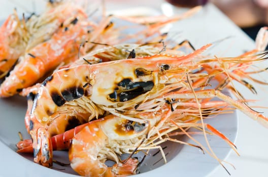 a delicious grilled prawns on plate