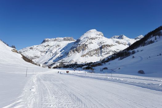Mountains with snow in winter, Val-d'Isere, Alps, France