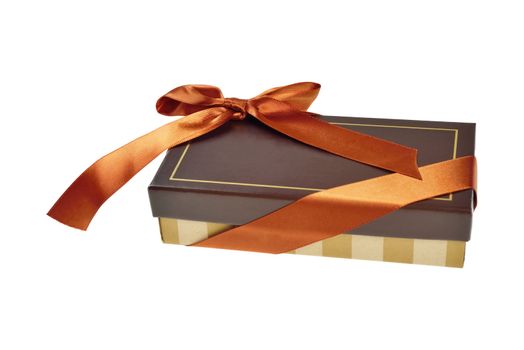 Gift box with ribbon and bow. Isolated on white.