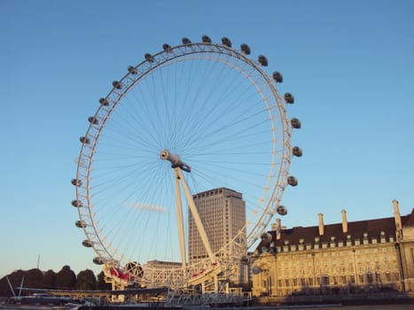 The London Eye viewed from a cruise boat