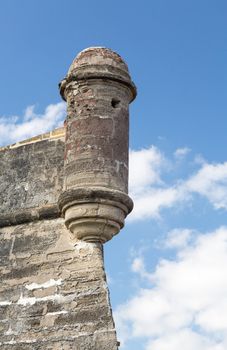 Tower and details of walls of Castillo de San Marcos in St Augustine Florida FL