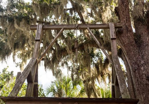 Wooden gallows rope and noose in St Augustine Florida