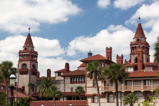 Ornate tower and details of Ponce de Leon hotel now Flagler college built Henry Flagler in St Augustine Florida