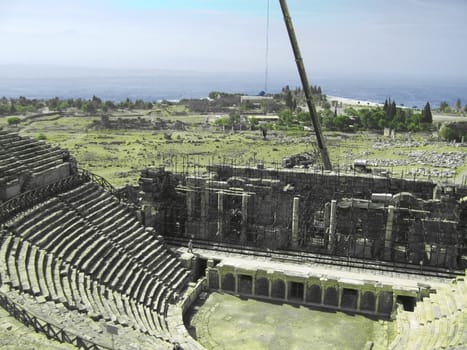 Ancient amphitheatre  in Hierapolis, Pamukkale, Turkey
