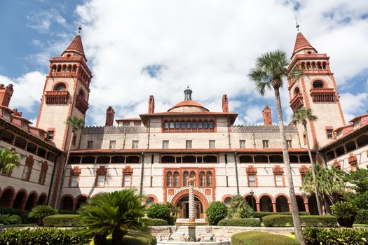 Ornate tower and details of Ponce de Leon hotel now Flagler college built Henry Flagler in St Augustine Florida