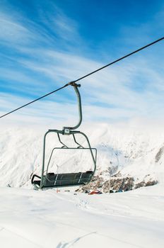 Skilift on bright winter day