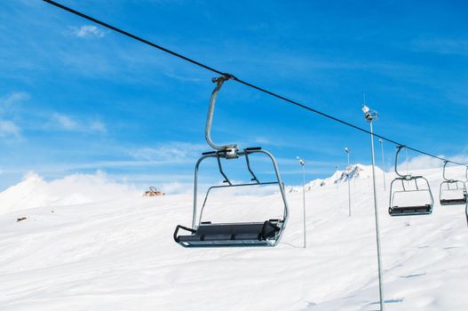 Skilift on bright winter day