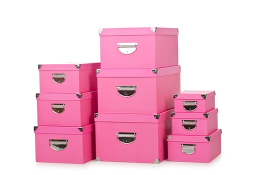Pink giftboxes isolated on white