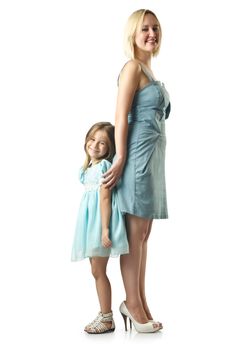 Mother with daughter isolated on white