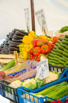 Fruits and vegetables at the market stall
