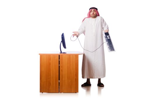 Arab businessman in business concept on white