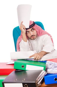 Arab businessman in business concept on white