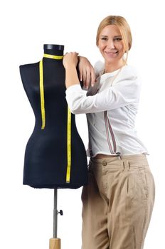 Woman tailor working on dress 