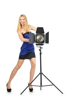 Attrative woman in photo studio