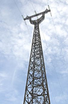 Power transmission tower, view from below