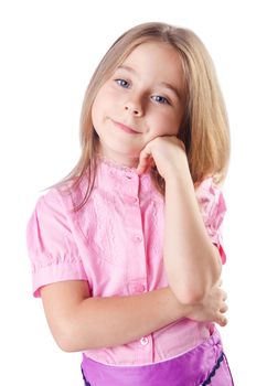 Cute little girl isolated on the white