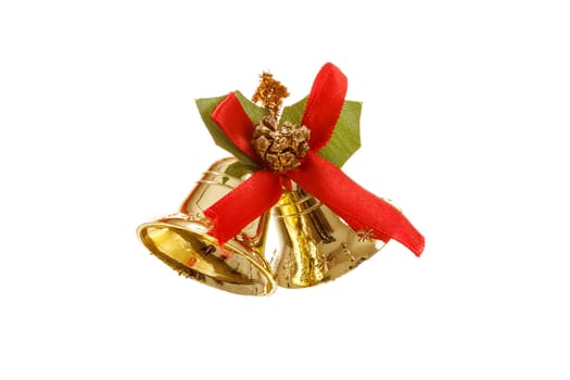 Bells with Christmas decoration on white background 