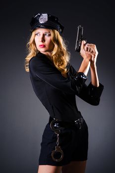 Young attractive woman police