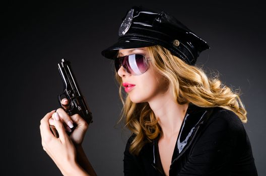 Young attractive woman police