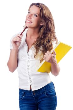 Young student isolated on the white