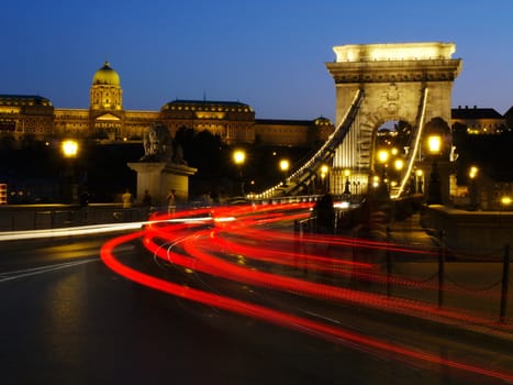 Chain bridge of Budapest city