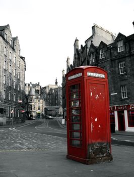 Rusty british phone booth