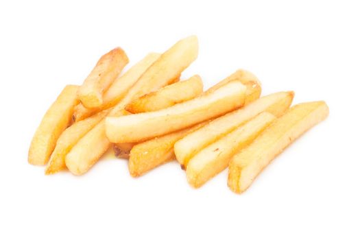 Potato, french fries on white background