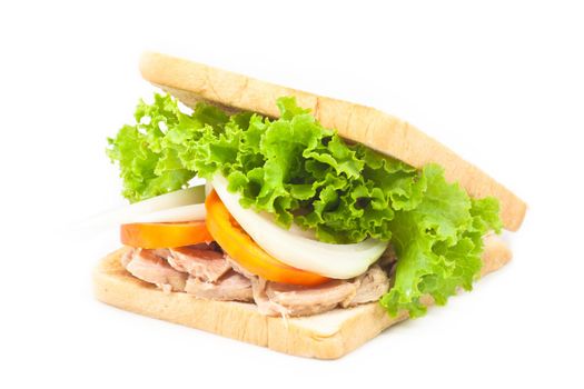 Tuna sandwich on white isolated