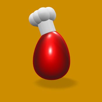 red easter egg with cook hat - 3d illustration