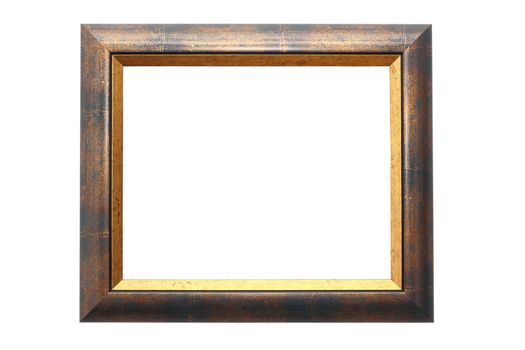 beautiful wooden frame for paintings isolated on white background
