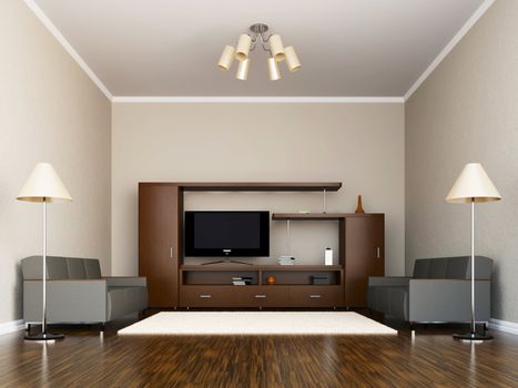 A room interior with a TV set