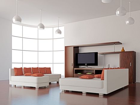 A room interior with a TV set