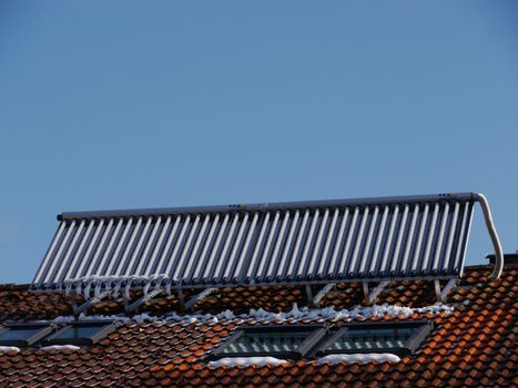 Solar panel on a roof and one for heating