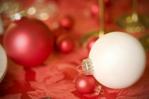 White ornament as Christmas decoration on table