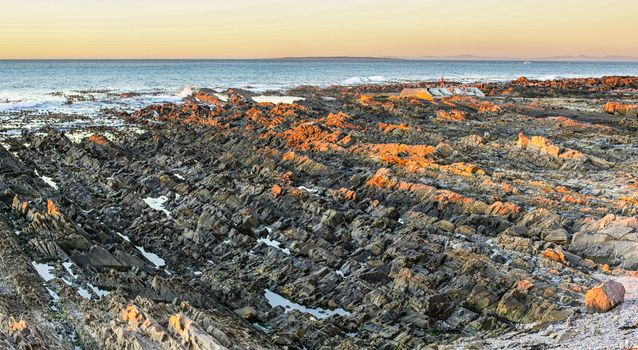 The beautiful rocky shores of the  Atlantic ocean in Cape Town, South Africa