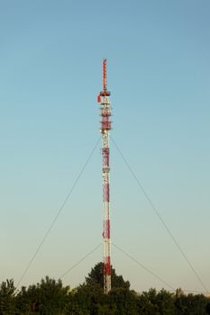 Tall radio transmitter tower