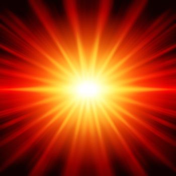 abstract yellow and red rays lights like star over black background