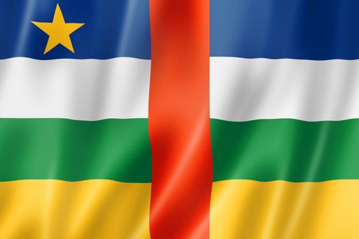 Central Africa flag, three dimensional render, satin texture