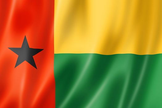 Guinea Bissau flag, three dimensional render, satin texture