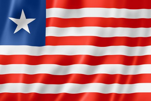 Liberia flag, three dimensional render, satin texture