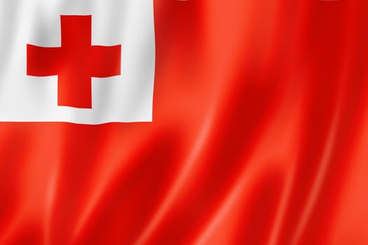 Tonga flag, three dimensional render, satin texture