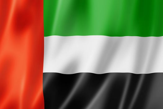 United Arab Emirates flag, three dimensional render, satin texture