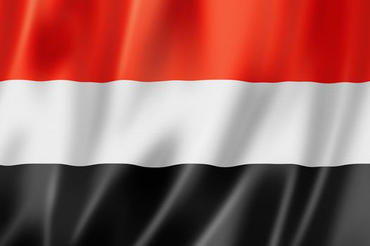 Yemen flag, three dimensional render, satin texture