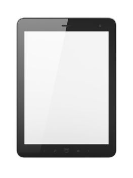 Black tablet pc on white background, 3d render