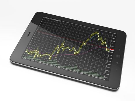 Beautiful black tablet pc on white background, 3d render