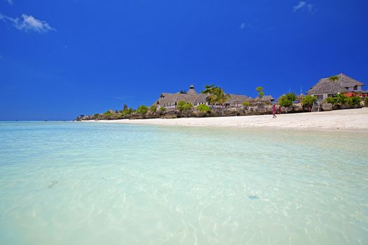 Crystal clear waters at Zanzibar beach in Tanzania