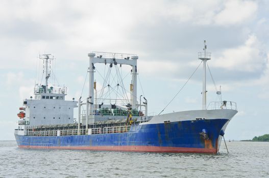 transporting ship at sea near the port