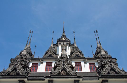 Top part of thai style architecture at Lo Ha Pra Sat place.