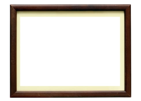 wooden photo frame isolated over white background