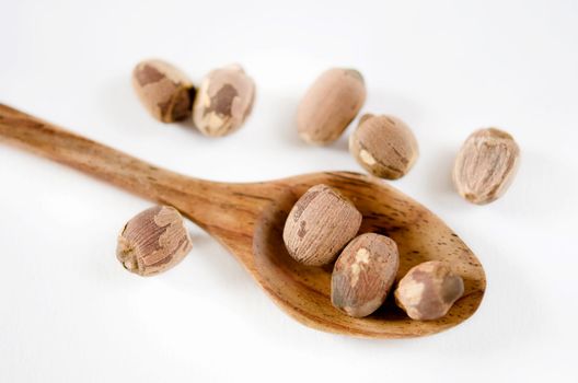  lotus seeds with wooden spoon